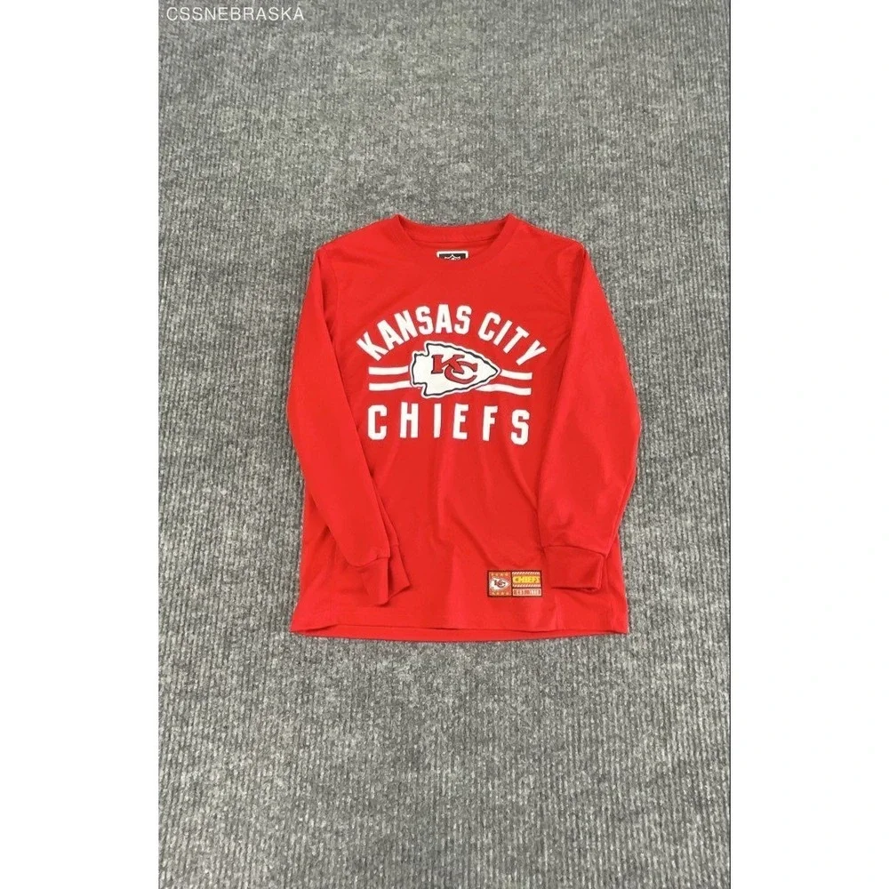 Kansas City Chiefs NFL Team Apparel Red Long Sleeve Shirt Youth 10-12